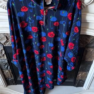 Floral Print Dress with Red and Blue Flowers